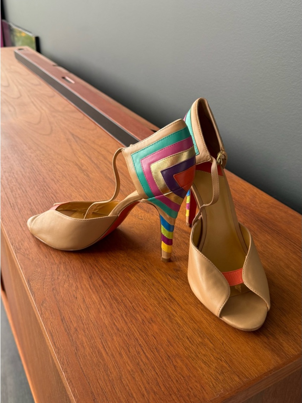 Nine West Multicolor Stripe Heeled Sandals - Picture 2 of 9